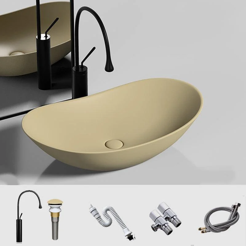 Modern Vessel Bathroom Sink Oval Porcelain with Basin and Tap Wash Stand -Bathlova