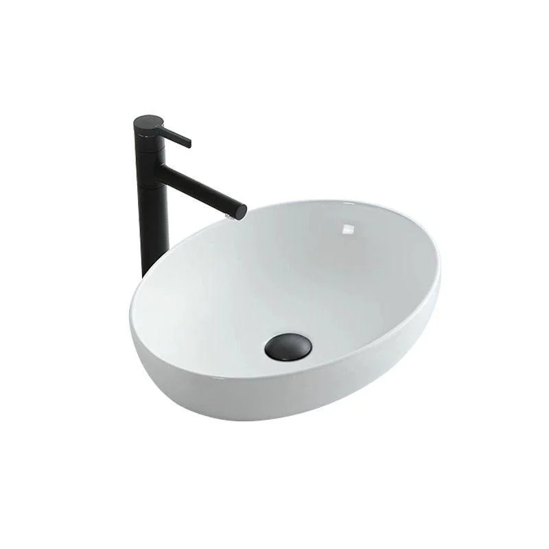 Modern Vessel Bathroom Sink Oval Porcelain with Pop-Up Drain Vessel -Bathlova