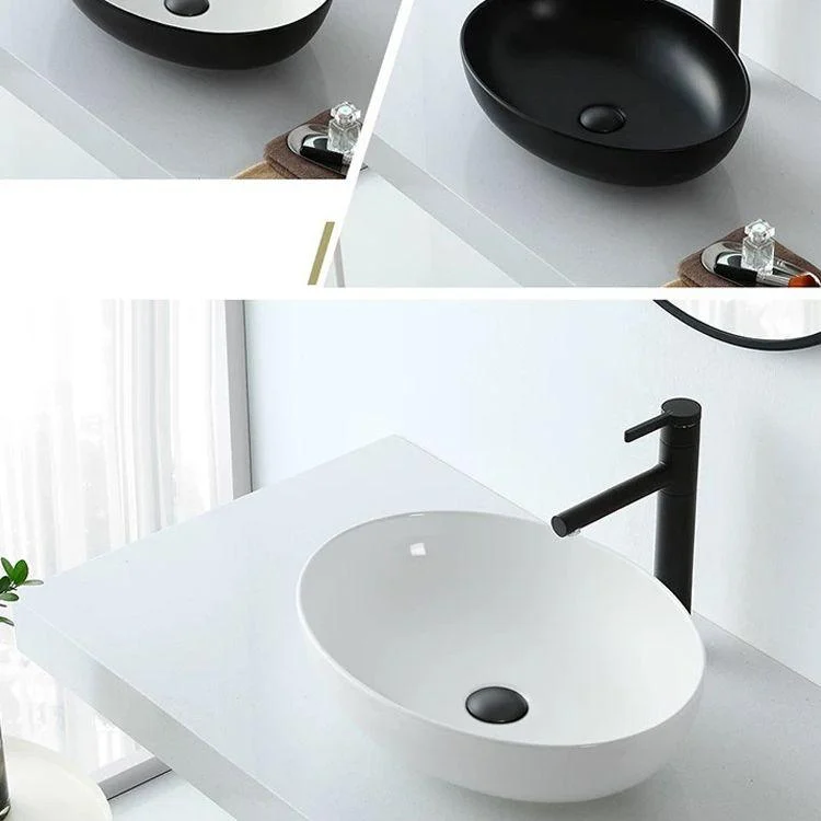 Modern Vessel Bathroom Sink Oval Porcelain with Pop-Up Drain Vessel -Bathlova