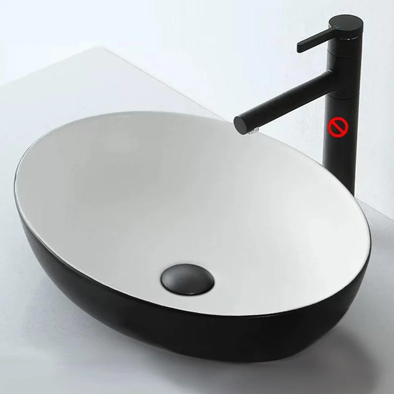 Modern Vessel Bathroom Sink Oval Porcelain with Pop-Up Drain Vessel -Bathlova