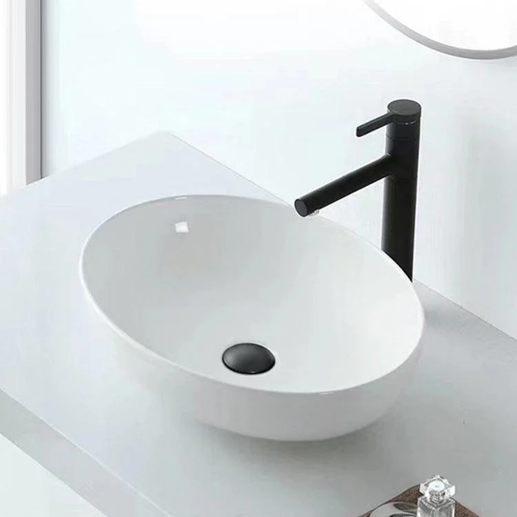 Modern Vessel Bathroom Sink Oval Porcelain with Pop-Up Drain Vessel -Bathlova