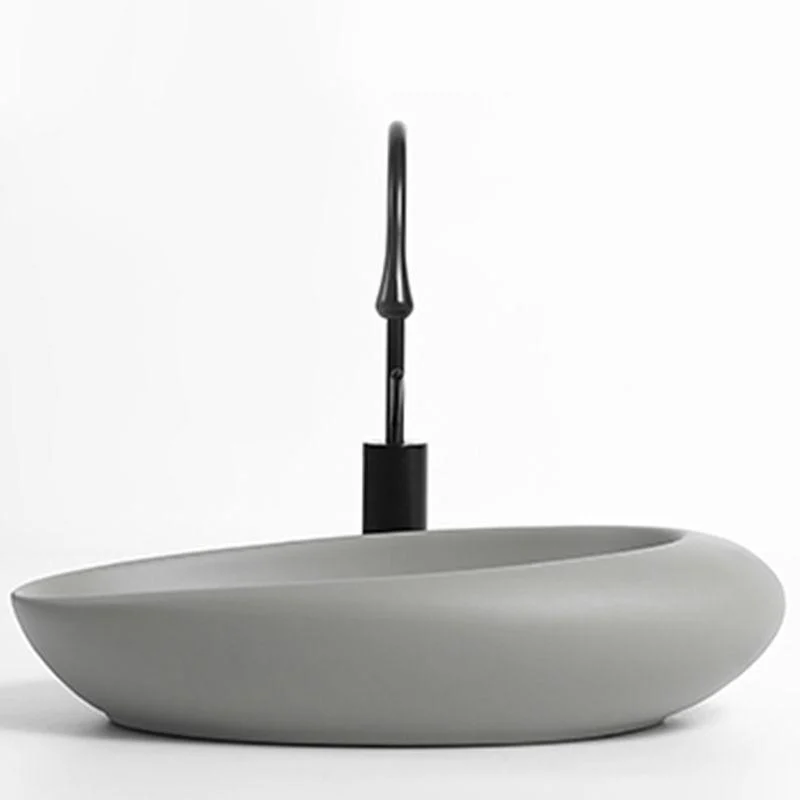 Modern Vessel Bathroom Sink Oval Porcelain with Pop-Up Drain Wash Stand -Bathlova