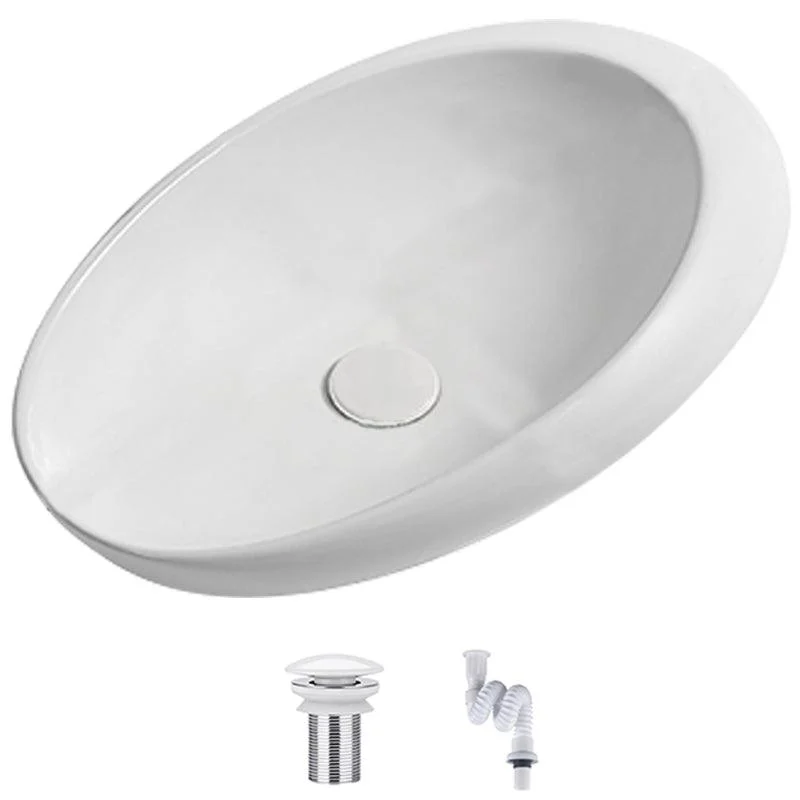 Modern Vessel Bathroom Sink Oval Porcelain with Pop-Up Drain Wash Stand -Bathlova