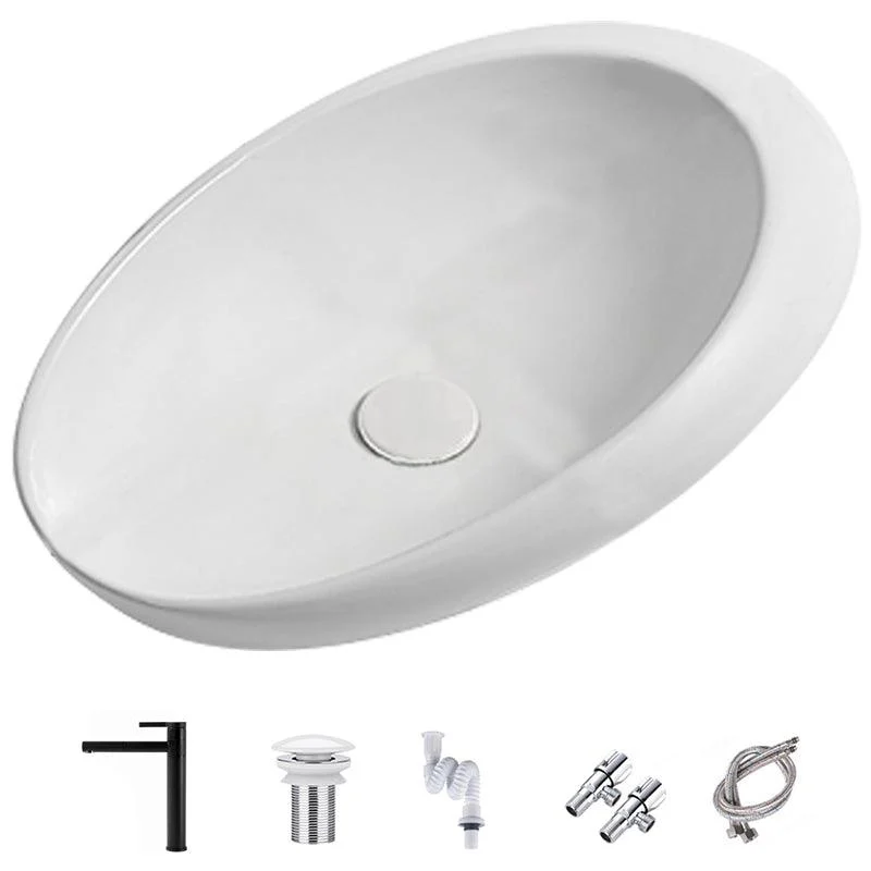 Modern Vessel Bathroom Sink Oval Porcelain with Pop-Up Drain Wash Stand -Bathlova