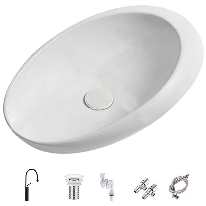 Modern Vessel Bathroom Sink Oval Porcelain with Pop-Up Drain Wash Stand -Bathlova