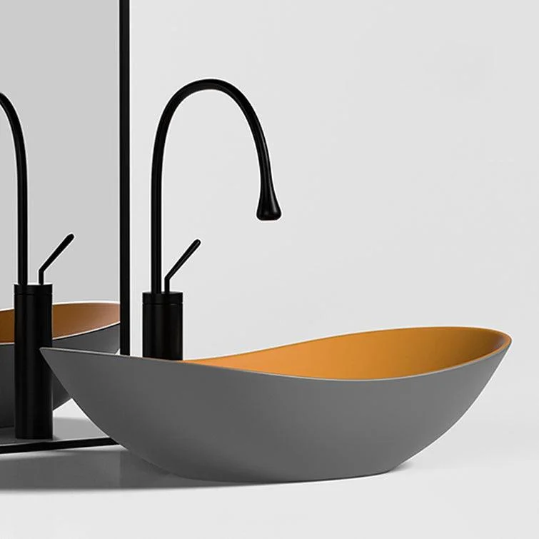 Modern Vessel Bathroom Sink Oval Porcelain with Tap and Drain Assembly Basin Sink -Bathlova