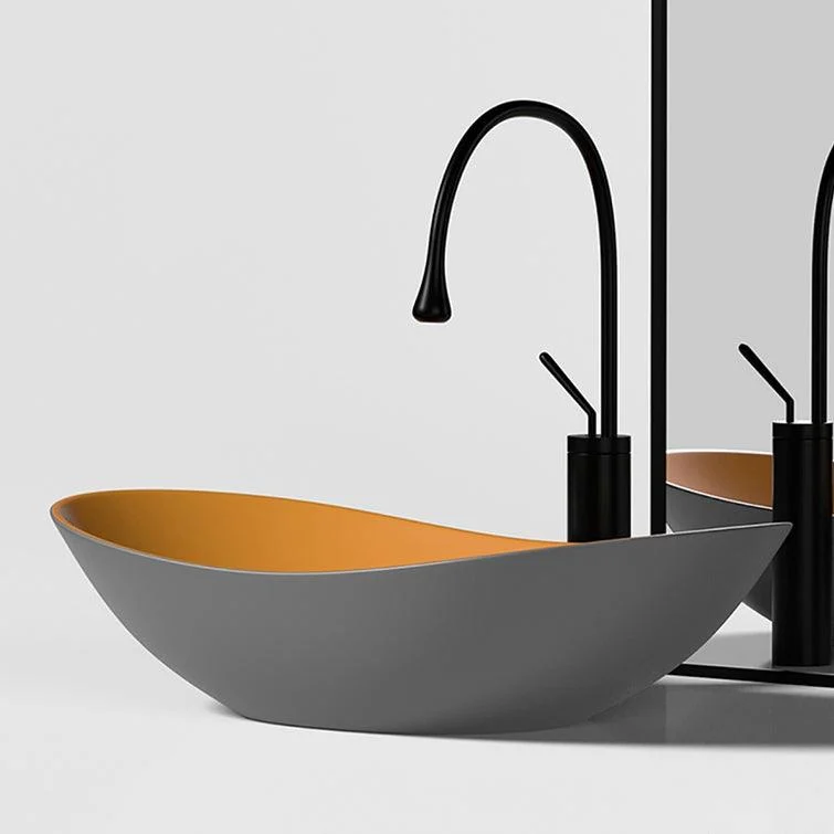 Modern Vessel Bathroom Sink Oval Porcelain with Tap and Drain Assembly Basin Sink -Bathlova