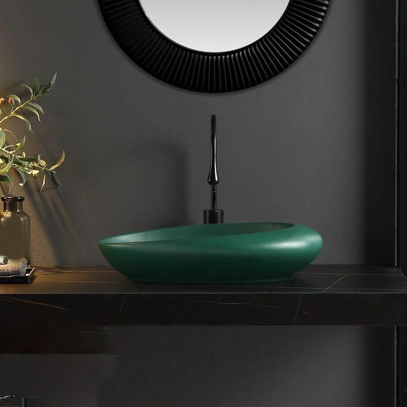 Modern Vessel Bathroom Sink Oval Porcelain with Tap Vessel Sink -Bathlova