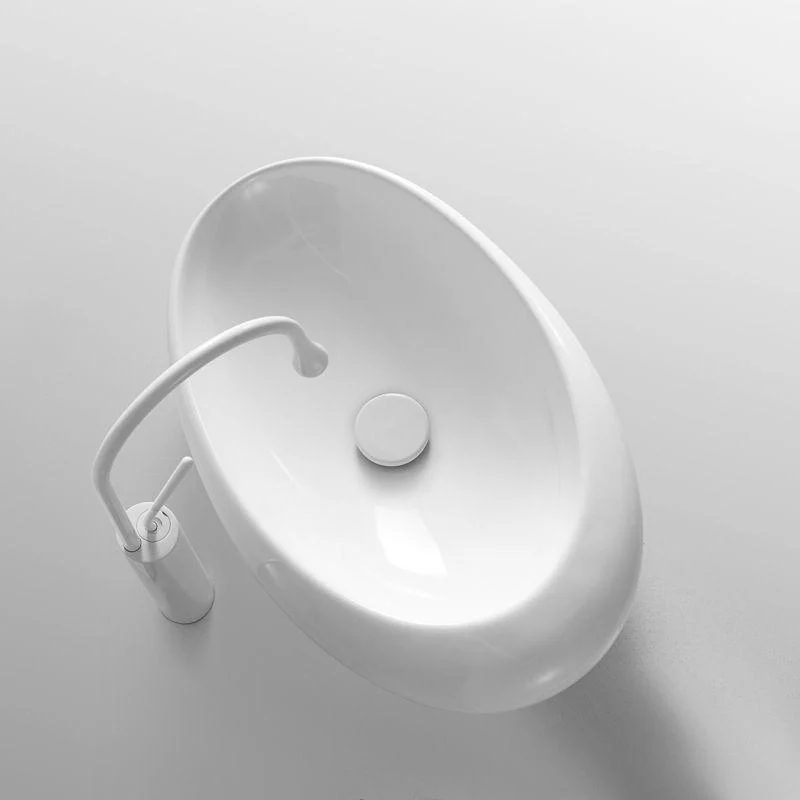 Modern Vessel Bathroom Sink Oval Porcelain with Tap Vessel Sink -Bathlova