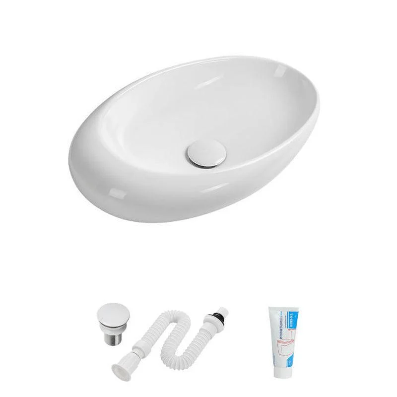 Modern Vessel Bathroom Sink Oval Porcelain with Tap Vessel Sink -Bathlova