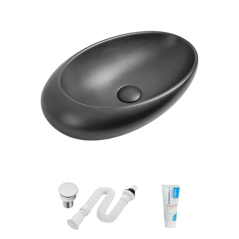 Modern Vessel Bathroom Sink Oval Porcelain with Tap Vessel Sink -Bathlova