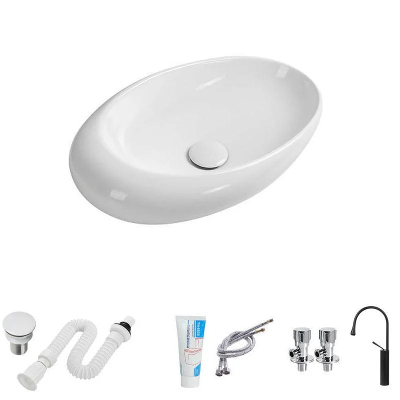 Modern Vessel Bathroom Sink Oval Porcelain with Tap Vessel Sink -Bathlova