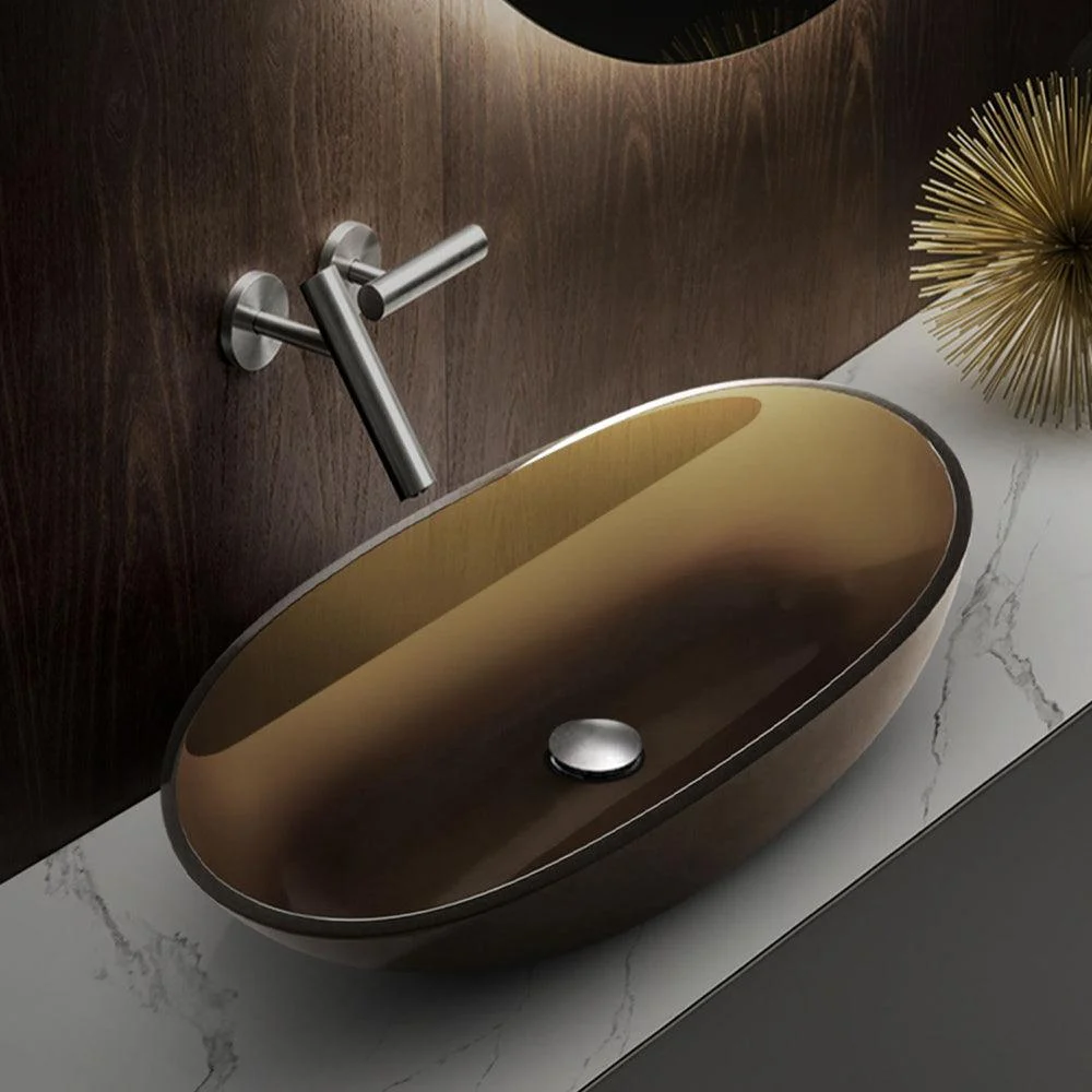 Modern Vessel Bathroom Sink Oval Resin Vessel Lavatory Sink(Not Including Tap) -Bathlova