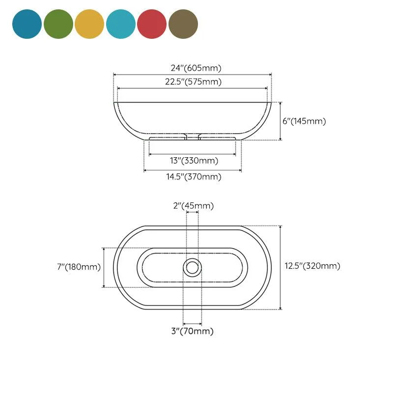 Modern Vessel Bathroom Sink Oval Resin Vessel Lavatory Sink(Not Including Tap) -Bathlova