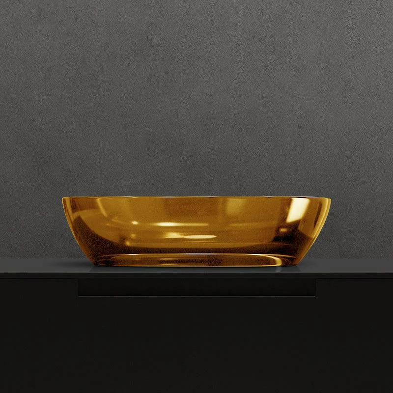 Modern Vessel Bathroom Sink Oval Resin Vessel Lavatory Sink(Not Including Tap) -Bathlova