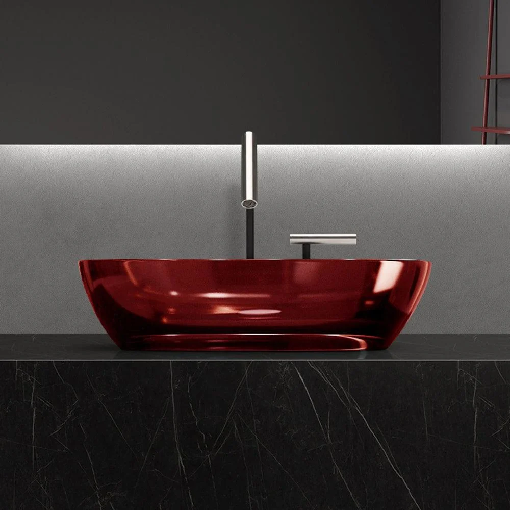 Modern Vessel Bathroom Sink Oval Resin Vessel Lavatory Sink(Not Including Tap) -Bathlova