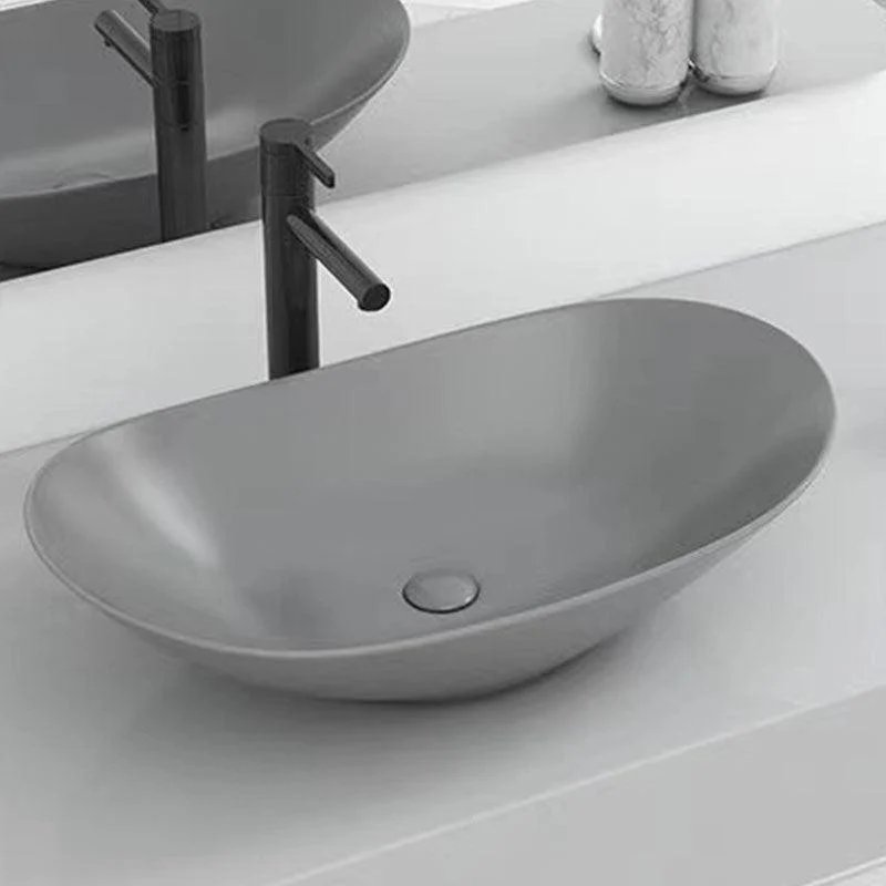 Modern Vessel Bathroom Sink Oval-shape Porcelain Vessel Lavatory Sink -Bathlova