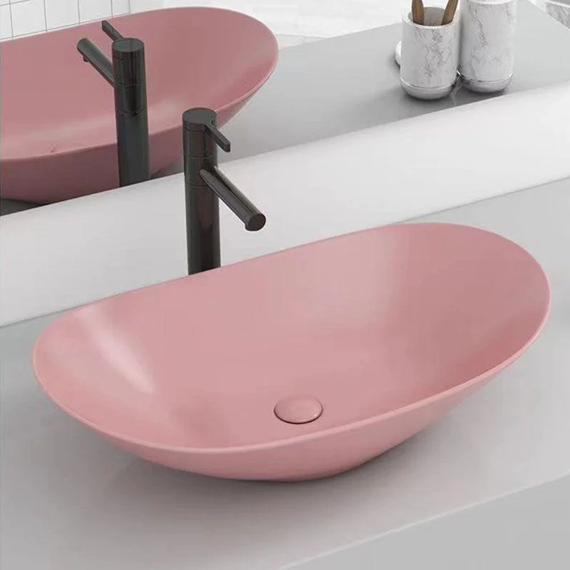 Modern Vessel Bathroom Sink Oval-shape Porcelain Vessel Lavatory Sink -Bathlova