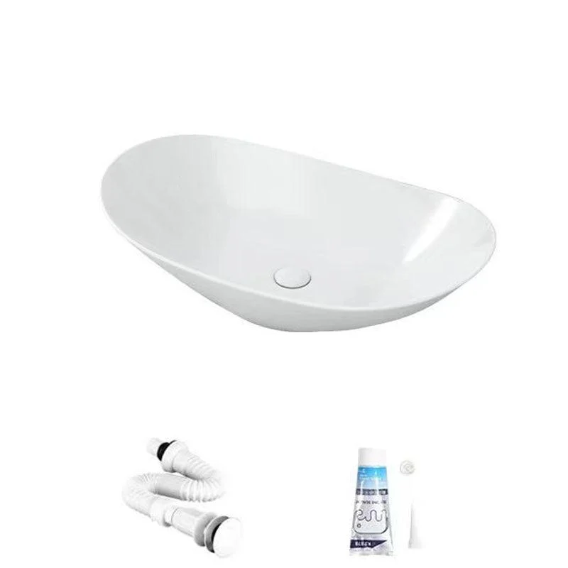 Modern Vessel Bathroom Sink Oval-shape Porcelain Vessel Lavatory Sink -Bathlova