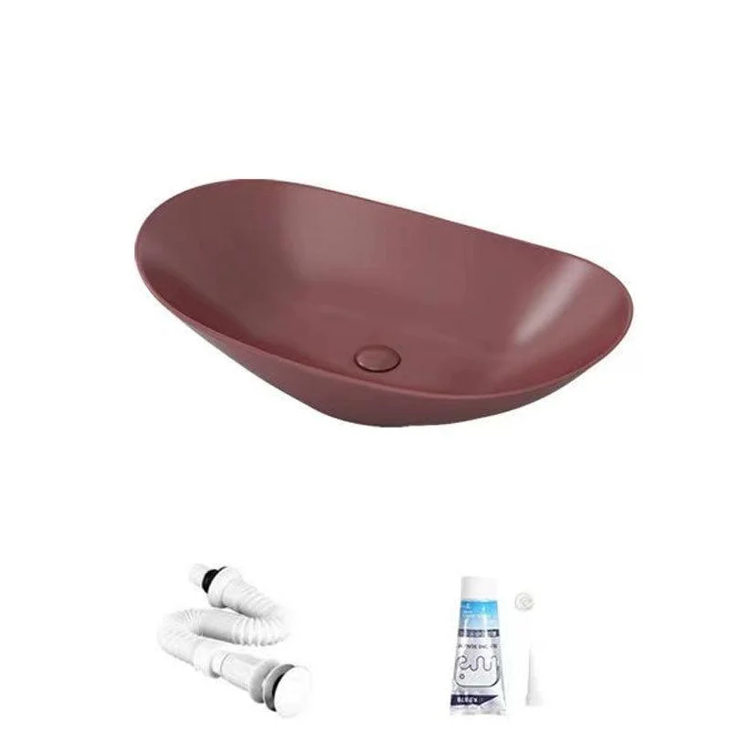 Modern Vessel Bathroom Sink Oval-shape Porcelain Vessel Lavatory Sink -Bathlova