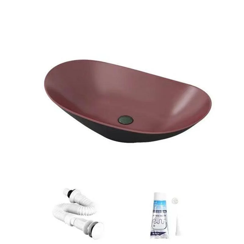 Modern Vessel Bathroom Sink Oval-shape Porcelain Vessel Lavatory Sink -Bathlova