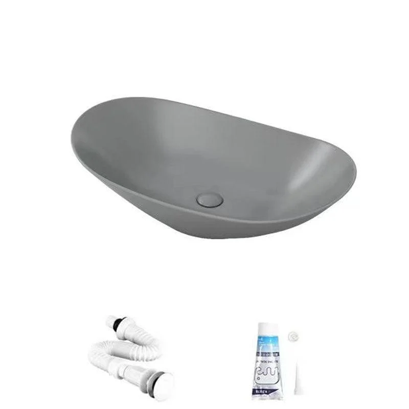 Modern Vessel Bathroom Sink Oval-shape Porcelain Vessel Lavatory Sink -Bathlova