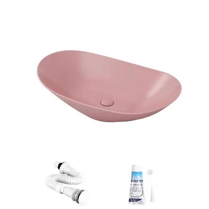 Modern Vessel Bathroom Sink Oval-shape Porcelain Vessel Lavatory Sink -Bathlova