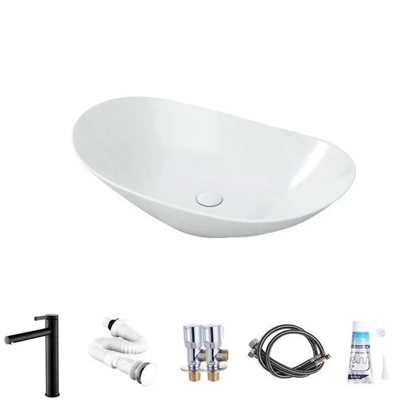 Modern Vessel Bathroom Sink Oval-shape Porcelain Vessel Lavatory Sink -Bathlova