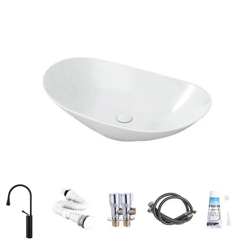 Modern Vessel Bathroom Sink Oval-shape Porcelain Vessel Lavatory Sink -Bathlova