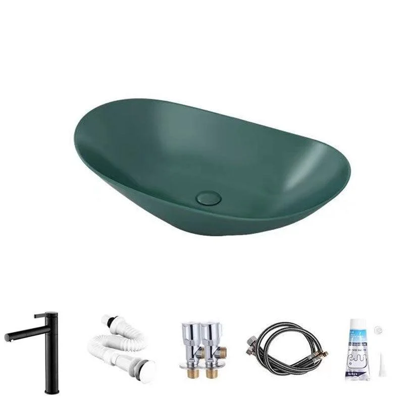 Modern Vessel Bathroom Sink Oval-shape Porcelain Vessel Lavatory Sink -Bathlova