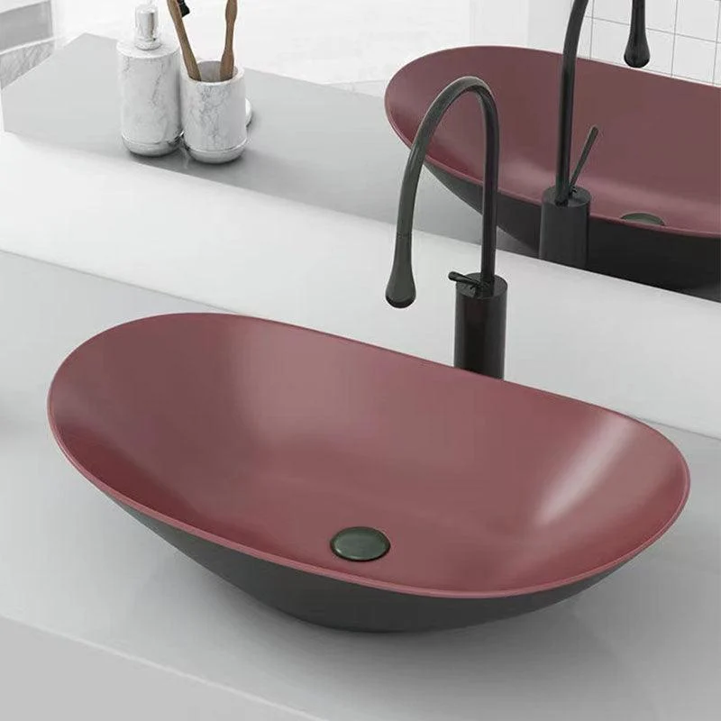 Modern Vessel Bathroom Sink Oval-shape Porcelain Vessel Lavatory Sink -Bathlova