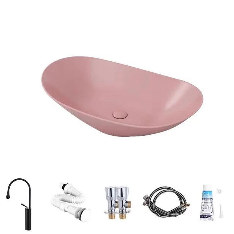 Modern Vessel Bathroom Sink Oval-shape Porcelain Vessel Lavatory Sink -Bathlova