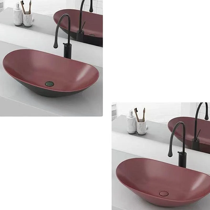 Modern Vessel Bathroom Sink Oval-shape Porcelain Vessel Lavatory Sink -Bathlova