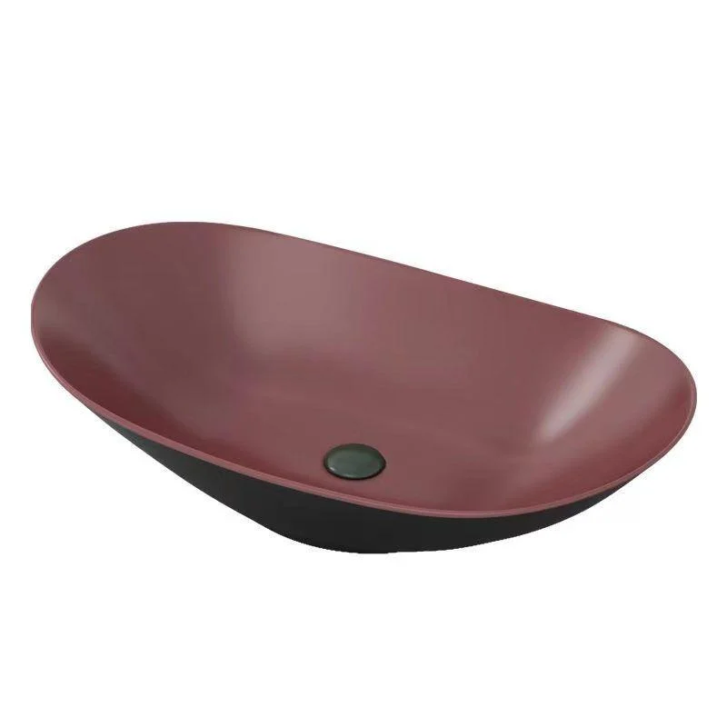 Modern Vessel Bathroom Sink Oval-shape Porcelain Vessel Lavatory Sink -Bathlova