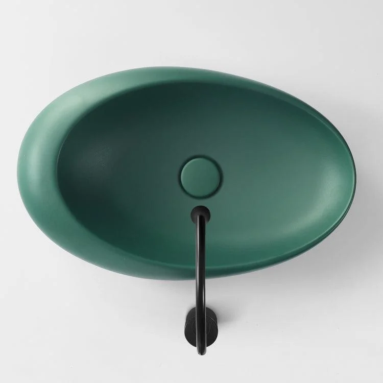 Modern Vessel Bathroom Sink Porcelain Oval Shut-Off Valve Included Vessel -Bathlova