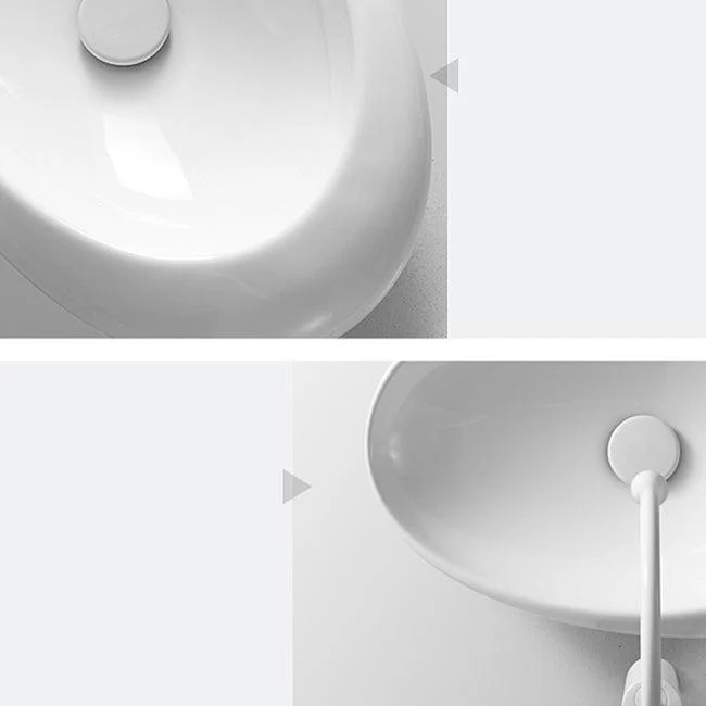 Modern Vessel Bathroom Sink Porcelain Oval Shut-Off Valve Included Vessel -Bathlova