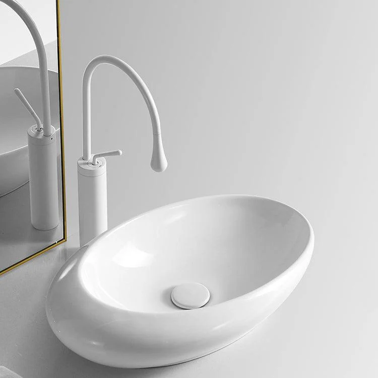 Modern Vessel Bathroom Sink Porcelain Oval Shut-Off Valve Included Vessel -Bathlova