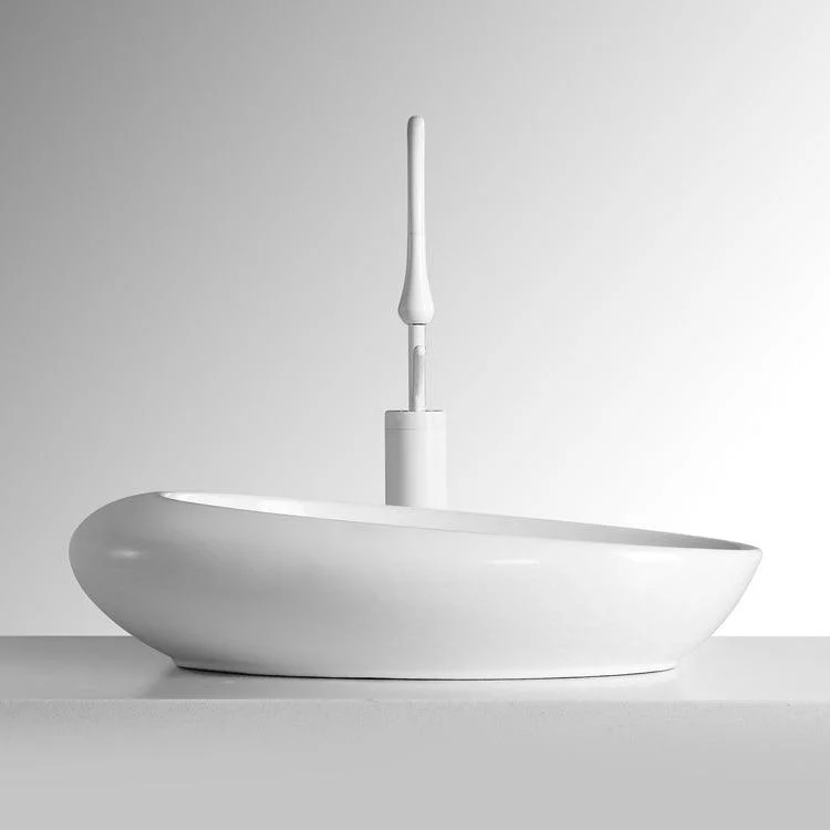 Modern Vessel Bathroom Sink Porcelain Oval Shut-Off Valve Included Vessel -Bathlova