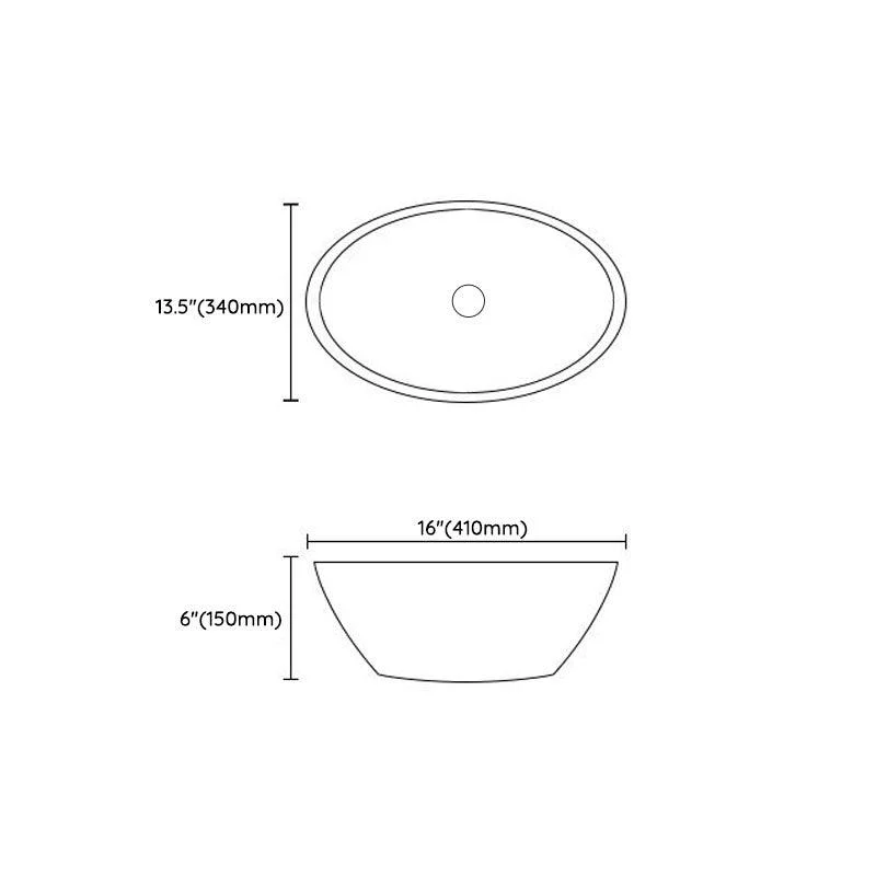 Modern Vessel Bathroom Sink Porcelain Oval Vessel Lavatory Sink(Not Included Tap) -Bathlova