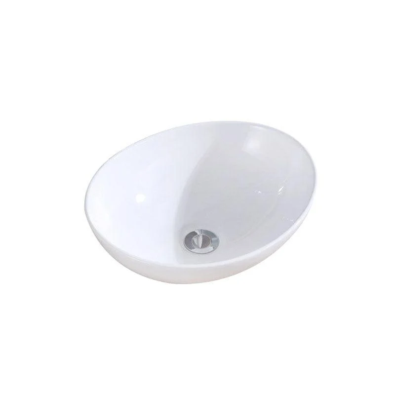 Modern Vessel Bathroom Sink Porcelain Oval Vessel Lavatory Sink(Not Included Tap) -Bathlova