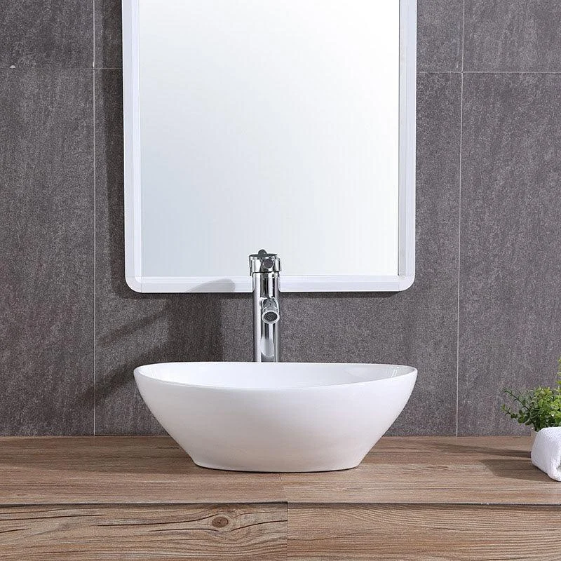 Modern Vessel Bathroom Sink Porcelain Oval Vessel Lavatory Sink(Not Included Tap) -Bathlova