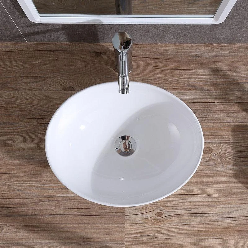 Modern Vessel Bathroom Sink Porcelain Oval Vessel Lavatory Sink(Not Included Tap) -Bathlova