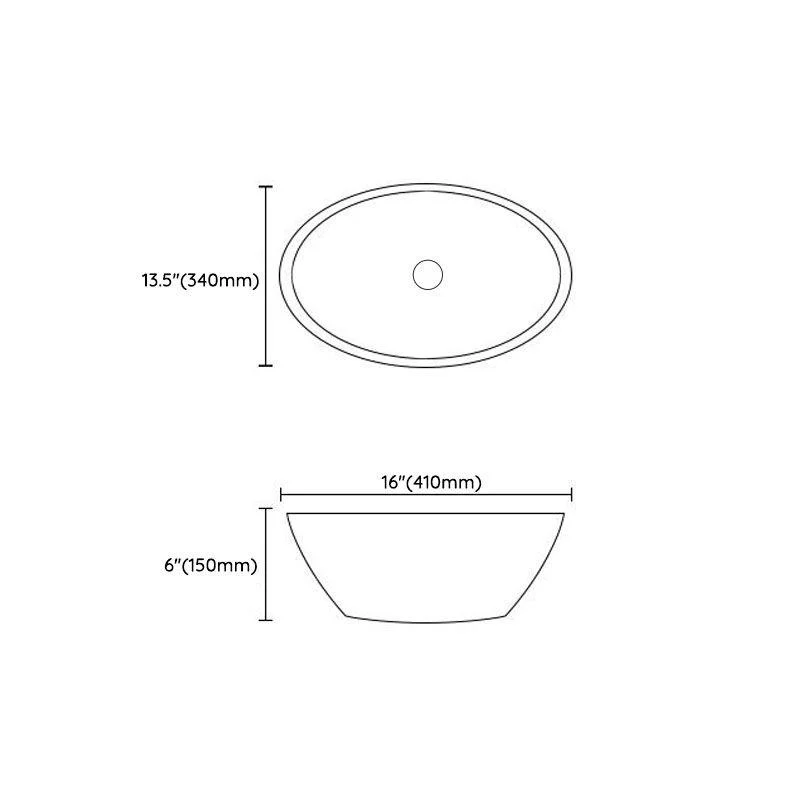 Modern Vessel Bathroom Sink Porcelain Oval Vessel Lavatory Sink(Not Included Tap) -Bathlova