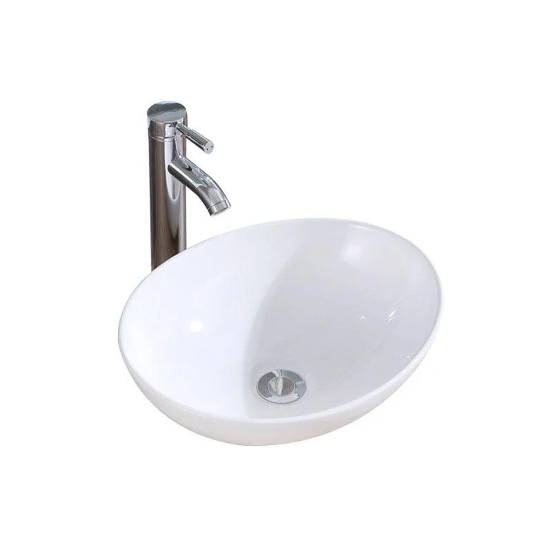 Modern Vessel Bathroom Sink Porcelain Oval Vessel Lavatory Sink(Not Included Tap) -Bathlova