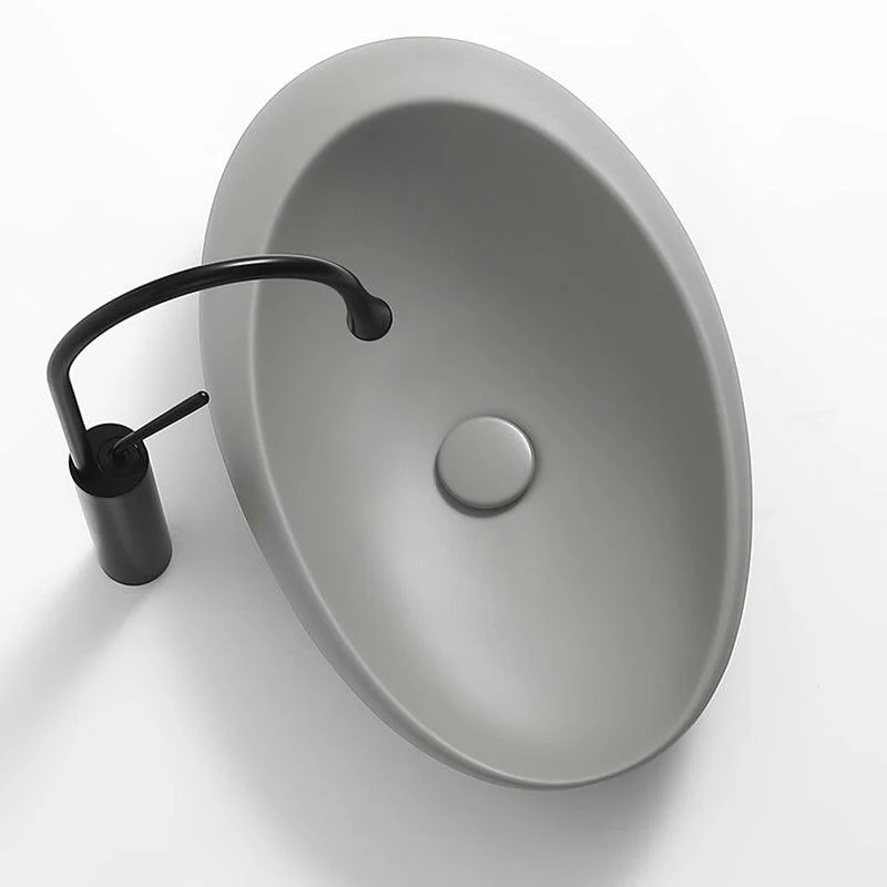 Modern Vessel Bathroom Sink Porcelain Oval with Pop-Up Drain and Tap Wash Stand -Bathlova