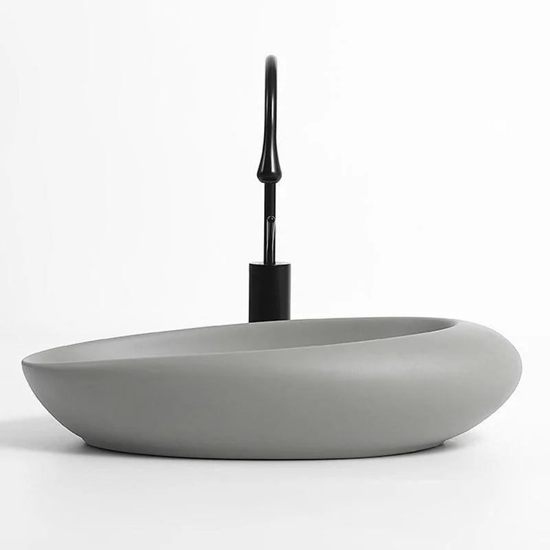 Modern Vessel Bathroom Sink Porcelain Oval with Pop-Up Drain and Tap Wash Stand -Bathlova