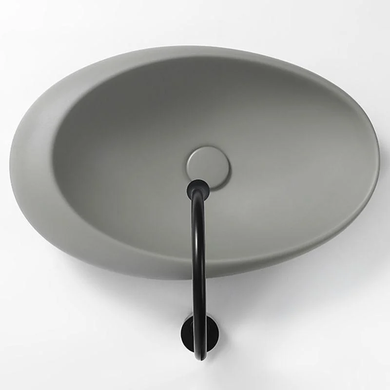 Modern Vessel Bathroom Sink Porcelain Oval with Pop-Up Drain and Tap Wash Stand -Bathlova