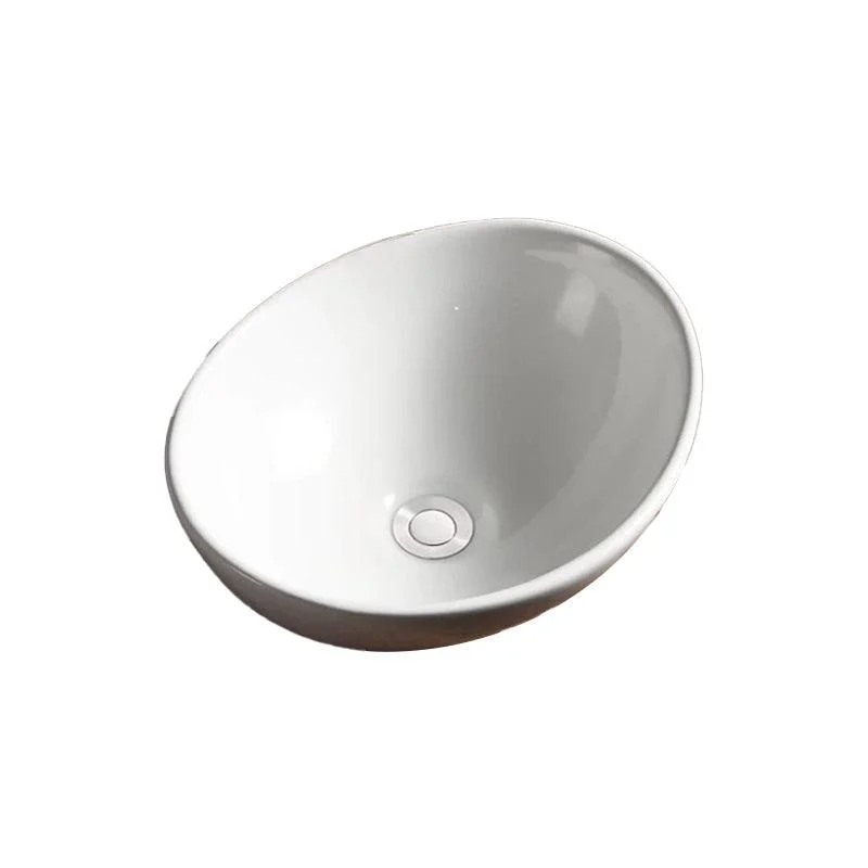 Modern Vessel Bathroom Sink Porcelain Oval with Pop-Up Drain Bathroom Sink -Bathlova