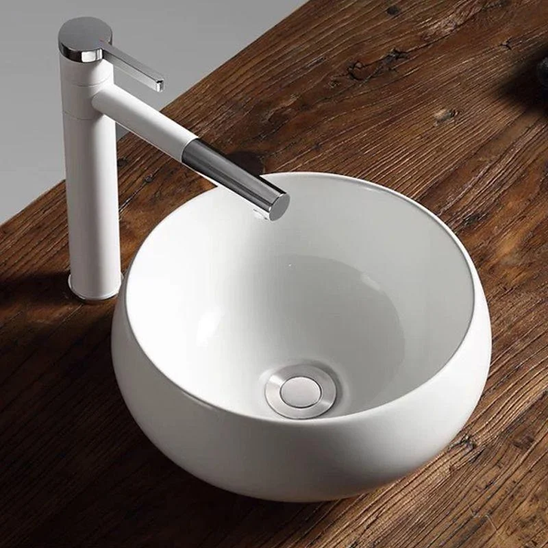 Modern Vessel Bathroom Sink Porcelain Oval with Pop-Up Drain Bathroom Sink -Bathlova