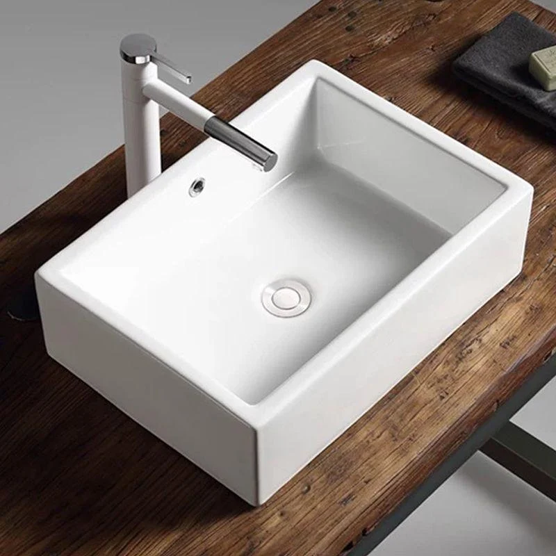 Modern Vessel Bathroom Sink Porcelain Oval with Pop-Up Drain Bathroom Sink -Bathlova